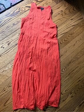 ME+EM Coral-Orange Sleeveless Midi Dress